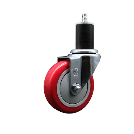 Service Caster 4'' SS Red Poly Wheel Swivel 1-3/4'' Expanding Stem Caster SCC-SSEX20S414-PPUB-RED-134
